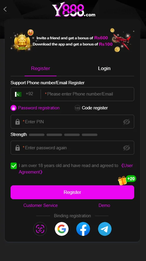 Y888 Game Register