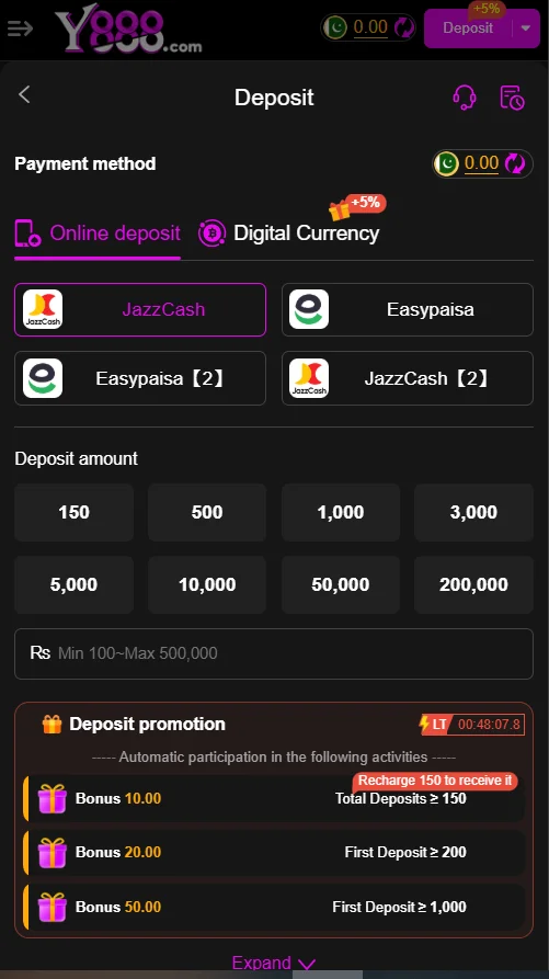 Y888 Game Deposit